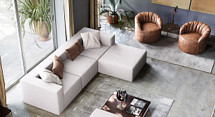 Бежевый диван в интерьере-4, Угловой диван Драм и кресла Шелл